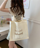 Minimalist Letter Embroidered Canvas Large Capacity Shoulder Bag SX1026